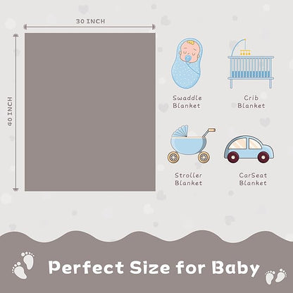 Yurhap Fleece Baby Blanket Heart Checkered, Ultra Soft Cozy Baby Blankets for Boys Girls, Fluffy Infant Toddler Newborn Receiving Gifts for Crib Stroller 30"x40" (Oxford Tan)