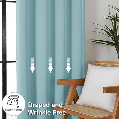Simplebrand Ava Aqua Short Blackout Curtains for Bedroom 54 Inches Long 2 Panels Set, Solid Thermal Insulated, Energy Saving Window Treatment Curtains Blackout Drapes, W40 x L54 Inch, Aqua