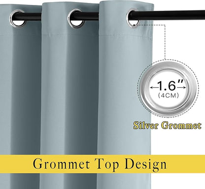 NICETOWN Living Room Curtains for Windows 84 inch Long - Stormy Sea Decorative Grommet Room Darkening Window Treatments for Bedroom/Porch, 2 Panels = 104" Wide