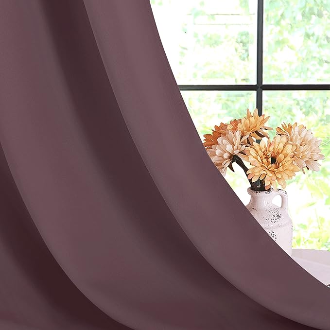 NICETOWN Modern Blackout Curtains Noise Reducing, Thermal Insulated and Privacy Room Darkening Drape Panels for Boy's Guest Room Door Small Short Window (Dry Rose, 2 Panels, W42 x L45 -Inch)