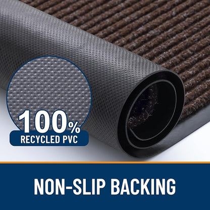 OLANLY Front Door Mat Indoor Outdoor Entrance, Waterproof Heavy Duty Doormat, Fade Resistant, Low Profile, Easy Clean Patio Porch Welcome Floor Mats for Entry, 59x30, Tan