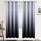 Gradient Color Ombre Blackout Curtains Black Thickening Polyester Eyelet Top Panels Thermal Insulated Grommet Window Treatment Drapes for Living Room/Bedroom (Black, 52W x 72L / 2 Panels)