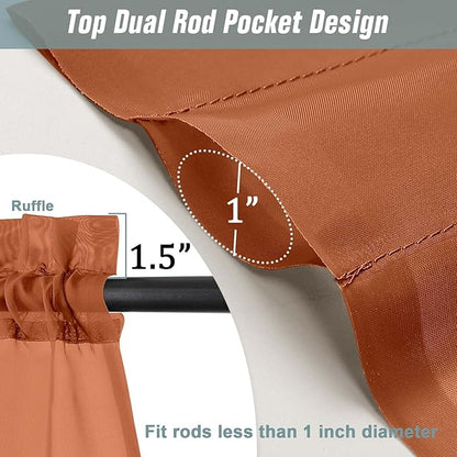 Orange Window Sheer Curtains 54 inch Length, Soft Airy Light Filtering Sheer Curtain 2 Panels Set, Dual Rod Pocket Gauze Orange Drapes for Living Room Bedroom, 2x42Wx54L Inches