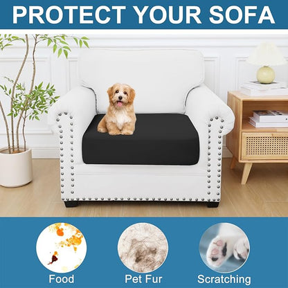 Smiry Printed Couch Cushion Covers, Stretch Soft Couch Covers for Sofa, Washable Non-Slip Sofa Slipcover Furniture Protector for Indoor and Outdoor (1 Pack, Black)