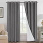 H.VERSAILTEX Linen Curtains 100% Blackout Curtains for Bedroom 90 inch Long Full Light Blocking Nature Linen Blended Window Curtains for Living Room Nickel Grommet (2 Panels, Grey)