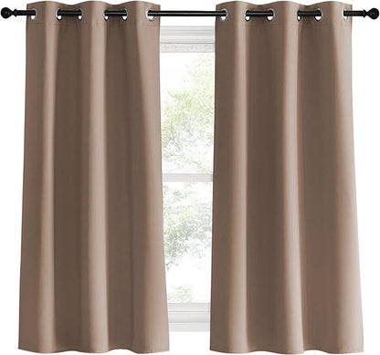 NICETOWN Blackout Window Curtains 60 inch Length, Cappuccino, 2 Panels, 34 x 60 Inch, Grommet Top Room Darkening Thermal Insulated Solid Vertical Drapes for Bedroom