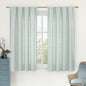 LAMIT 54 Inch Short Window Linen Curtains, Soft Faux Linen Light Filtering Panels Rod Pocket Neutral Drapes for Bedroom/Loft Room, Light Blue, 2 Panels, 42 x 54 Inch