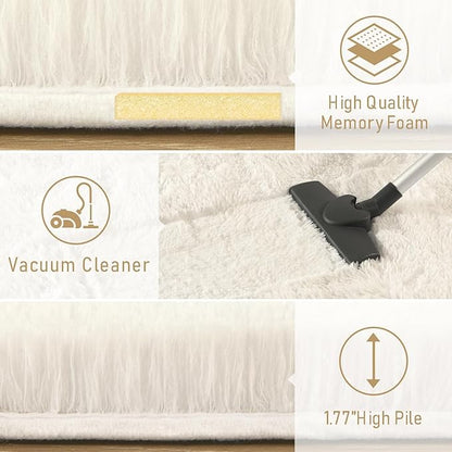LOCHAS Ultra Soft Indoor Modern Area Rugs 2x8, Fluffy Living Room Carpets for Children Bedroom Home Decor Nursery Rug, Cream