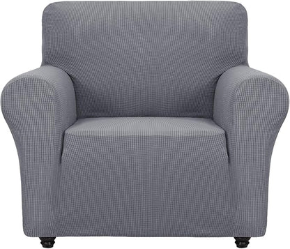 ZNSAYOTX Super Stretch Chair Slipcover Universal Sofa Chair Covers for Living Room Dogs Pet Furniture Protector Spandex Armchair Slipcovers with Anti Slip Foam Sticks (Light Grey, Chair)