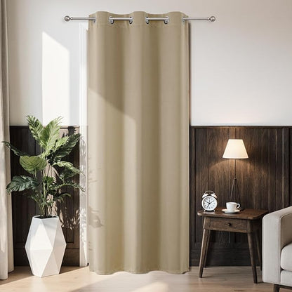 Joydeco Blackout Door Curtain for Doorway Privacy 78 Inches Long, Grommet Closet Curtain for Open Closet, Room Divider for Bedroom Living Room (Light Beige, 40Wx78L, 1 Panel)