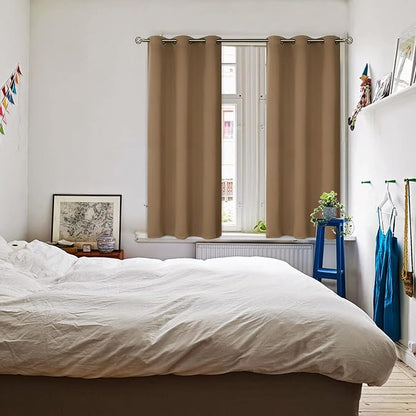 BGment Blackout Curtains for Living Room - Grommet Thermal Insulated Room Darkening Curtains for Bedroom, 2 Panels of 38 x 54 Inch, Taupe
