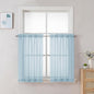 Chyhomenyc Sky Blue Sheer Curtains 30 inch Length 2 Panels, Light Filtering Voile Rod Pocket Short Window Curtians for Bathroom Living Room Farmhouse Small Windows, 42Wx30L inches