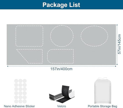 100% Blackout Curtains for Bedroom, Portable DIY Window Blinds, No Drill Window Shades & Blackout Blinds with Stickers & Tabs for Travel, Dorm Room, Media Room (Grey, 157" x 57")