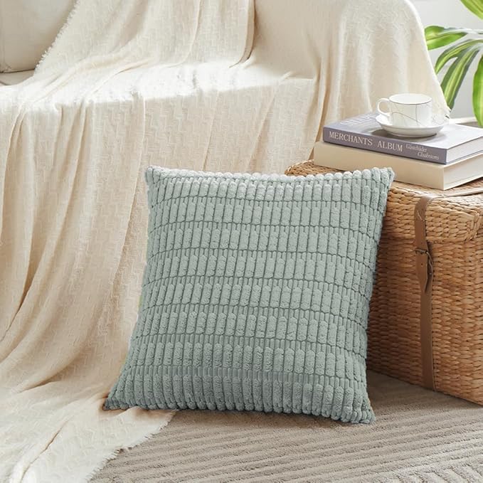 Fancy Homi 4 Packs Decorative Throw Pillow Covers for Living Room Couch Bed, Modern Farmhouse Boho Home Decor, Accent Cushion Case (16 x 16-Inch, Grey Blue)