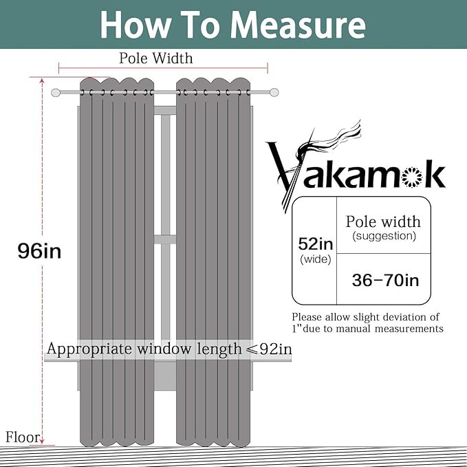 Yakamok Light Beige Curtains for Bedroom,Thermal Insulated Room Darkening Drapes for Living Room(52Wx96L, Light Beige, 2 Panels)