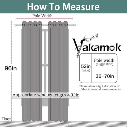 Yakamok Blackout Curtains 96 Inches Long Set of 2 Panels with Grommet Thermal Insulated Light Blocking Window Drapes for Bedroom/Living Room, Navy Blue Color, W52 x L96