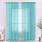 OVZME Sheer Curtains 84 Inches Long 2 Panels Set, Light Filtering Transparent Lightweight Soft Window Treatment Panels for Study Room Living Room Guest Room, Each 42W x 84L Inches, Aqua