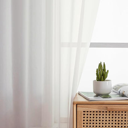 Aiyufeng Ivory Kitchen Sheer Curtains 63 inch Length 2 Panels, Rod Pocket Light Weight Soft Curtain Sheers, Voile Sheer Drapes for Basement Kitchen or Small Window Curtains, Each is 40W x 63L