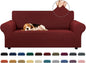 KEKUOU Stretch Loveseat Sofa Cover Slipcover,Couch Covers for 2 Cushion Couch Sofa (55"-78") Furniture Protector Sofa with Elastic Bottom for Kids,Dog. Jacquard Small Checked (Medium,Dark Red)
