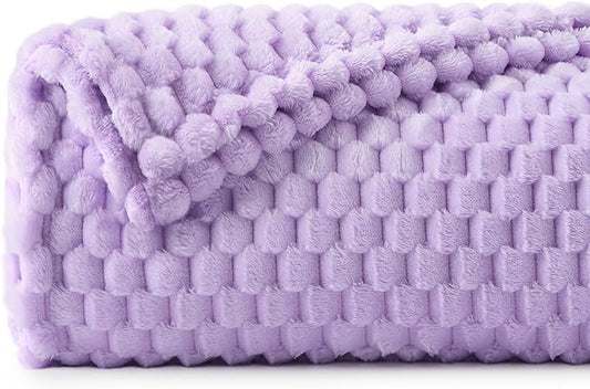 BEDELITE Fleece Blanket - 3D Jacquard Decorative Lavender Throw Blankets for Couch & Bed, Soft and Cozy Warm Plush Fluffy Blanket All Seasons Suitable, 50x70Inches