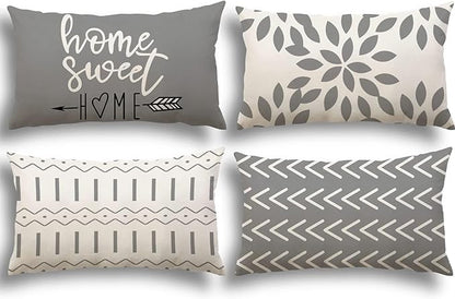 YCOLL Lumbar Pillow Covers 12x20 Set of 4, Modern Sofa Throw Pillow Cover, Decorative Outdoor Linen Fabric Pillow Case for Couch Bed Car，Gray
