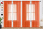SpaceDresser Burnt Orange Sheer Curtains 4 Panels Rod Pocket Semi-Sheer Curtain 96 Inches Long Light Filtering Voile Window Drapes for Bedroom Living Room Kitchen, Each 52W x 96L