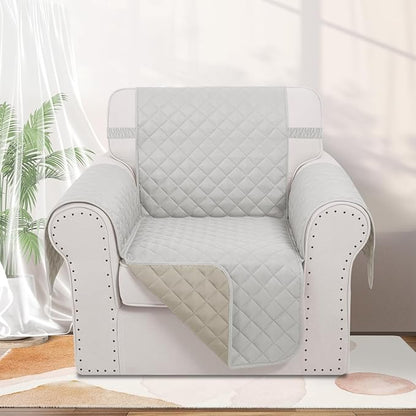 Recliner Chair Covers Reversible Sofa Cover Couch Cover for Pets Lazy Boy Furniture Protector(23''Chair,Light Grey/Beige)