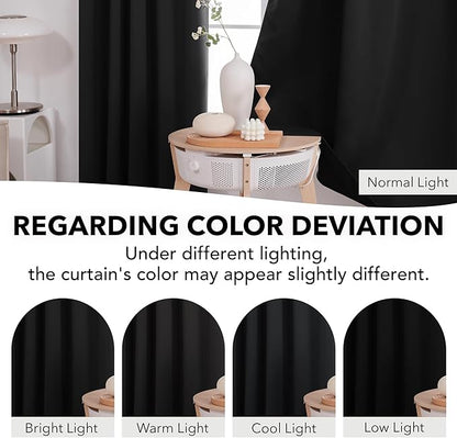 Deconovo Short Blackout Curtains for Small Windows Thermal Insulated Rod Pocket and Back Tab Curtains 42Wx45L Inch Black 2 Panels
