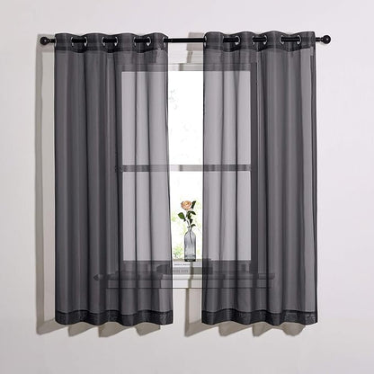 NICETOWN Sheer Drape Panels 63" L - Voile Window Treatment Curtains with Nickel Rings Top for Bedroom/Home Decor (1 Panel=54" W, Black, Sold as 2 Panels)