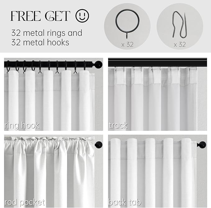 Topfinel 95 inch Living Room Curtains 2 Panels 100% Blackout Linen Texture Curtain Beige White Window Drapes with Back Tab Rod Pocket Light Blocking Thermal Insulated Curtains Pinch Pleated Drapes