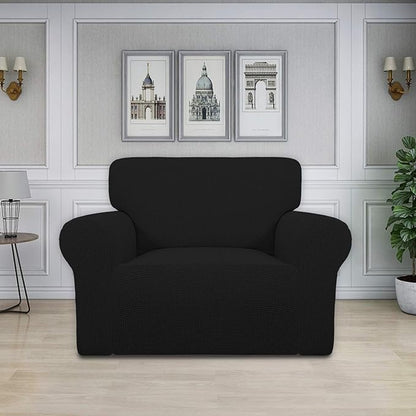 Easy-Going Stretch Oversized Chair Sofa Slipcover 1-Piece Couch Sofa Cover Furniture Protector Soft with Elastic Bottom for Kids Spandex Jacquard Fabric Small Checks Black