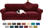 XINEAGE 2026 New 4 Pieces Extra Large Couch Covers for 3 Cushion Sofa Super Stretch Sofa Cover for 3 Large Seat Cushion Universal Fitted Slip Cover for Living Room (Wine Red), 91"-110"(3 Cushions)