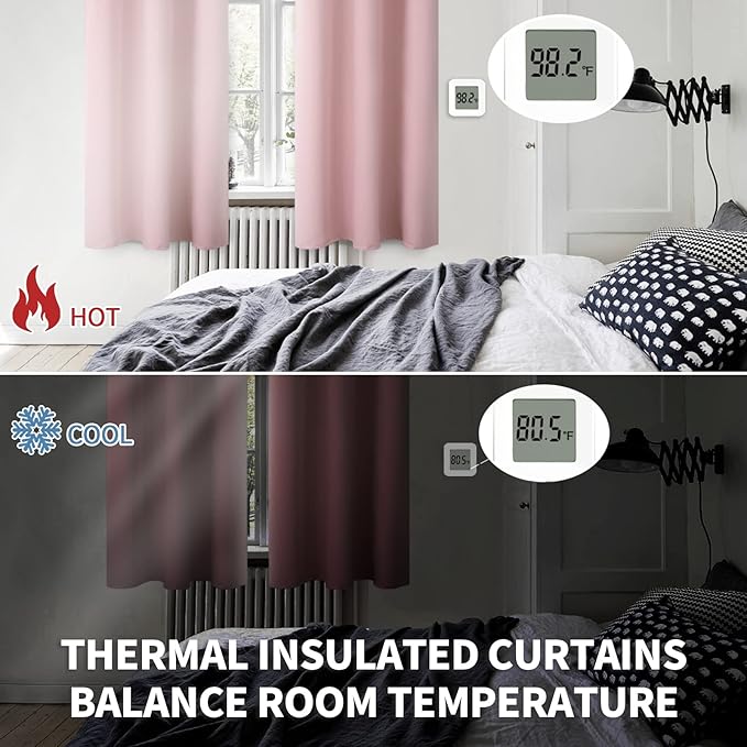 BGment Room Darkening Curtains 120 Inches Long - Grommet Thermal Insulated Drapes Window Treatment Curtains for Bedroom, 2 Panels, 52 x 120 Inch, Baby Pink