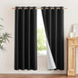 NICETOWN Vintage Open Linen Weave Flax Thermal Curtains, 100% Blackout Curtains 72 inches Long for Dining Room, Soundproof Window Treatment Drapes for Hall Room, Black, 52" Wide Per Panel, Set of 2