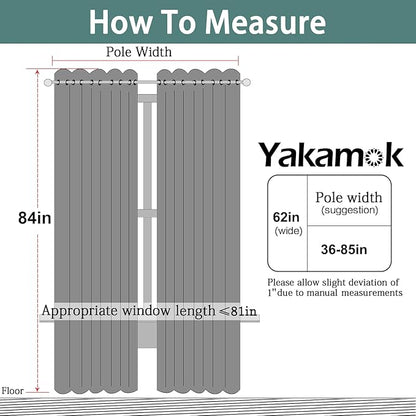 Yakamok Light Blocking Window Blackout Curtains Thermal Insulated Room Darkening Drapes for Bedroom,Solid Grommet Top Window Panels, 62x84 Inch, Pink, One Pair