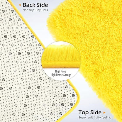 Amearea Premium Soft Fluffy Rug Modern Shag Carpet, High Pile, Solid Color Plush Rugs for Bedroom Dorm Room Teen Apartment Decor, Comfortable Indoor Furry Carpets, Yellow 3x5 Feet