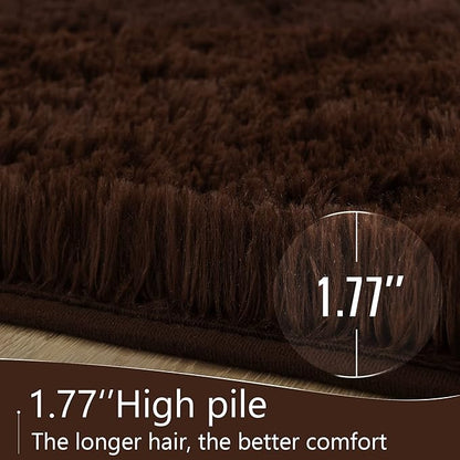 LOCHAS Ultra Soft Indoor Modern Area Rugs Fluffy Living Room Carpets for Children Bedroom Home Decor Nursery Rug 5x8 Feet, Brown