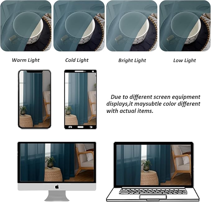 Chyhomenyc Stone Blue Sheer Curtains 78 Inches Long 2 Panels Set for Living Room, Light Filtering Voile Lightweight Bedroom Curtains, Rod Pocket Solid Window Treatment Drapes, Each 42W x 78L