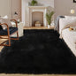 Latepis Black Faux Fur Rug 8x10, Faux Fur Sheepskin Rug for Living Room, Fluffy Washable Fuzzy Rugs Carpet for Bedroom, Luxury Room Decor, Rectangle