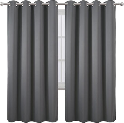 LEMOMO Grey Blackout Curtains/52 x 72 Inch/Set of 2 Panels Thermal Insulated Room Darkening Curtains for Bedroom