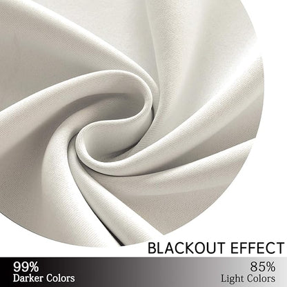 Yakamok Blackout Curtains Room Darkening Thermal Insulated Grommet top Window Curtains for Living Room, 52 x 54 Inch, Light Beige, 2 Panels