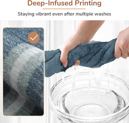 OPPODREAM Border Soft Area Rugs 5x7, Washable Blue Rug with Non Slip Backing, 5 x 7 Faux Cashmere Low-Pile 5x7 Carpet