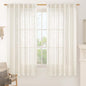 LAMIT Cream Linen Curtains 63 Inch for Bedroom, Light Filtering Neutral Semi Sheer Window Boho Curtains Back Tab and Rod Pocket Panels for Living Room, 2 Panels, 52 x 63 Inch