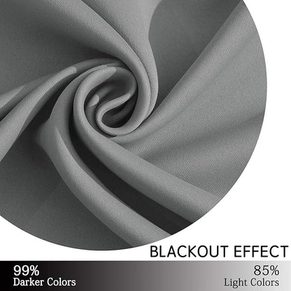 Yakamok Blackout Curtains for Bedroom - Grommet Thermal Insulated Room Darkening Curtains for Living Room,1 Panel (38 x 84Inch, Grey)