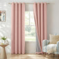 100% Blackout Shield Linen Blackout Curtains for Bedroom, Blush Pink Grommet Curtains for Living Room, Thermal Insulated Room Darkening Drapes for Nursery, Boho Home Decor, 50" W x 96" L, 2 Panels