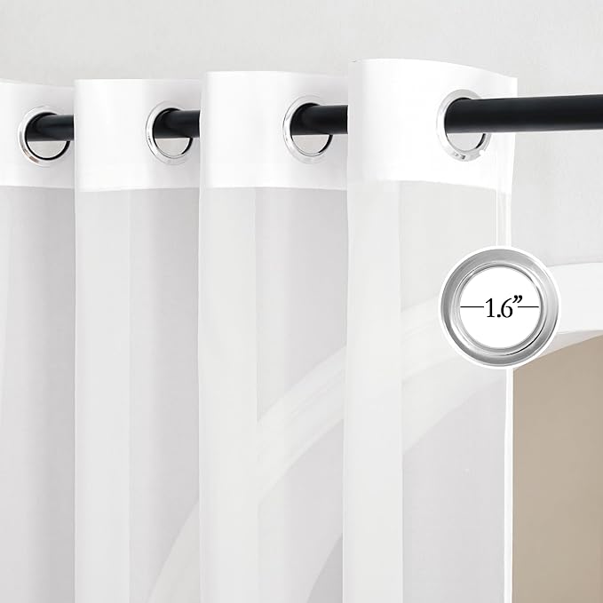 NICETOWN Living Room Sheer Curtains 96 inches Long - Grommet Top Voile Sheer Lightweight Airy & Elegant Window Treatment Panels for Bedroom, Ivory, 2 Pieces, W54 x L96