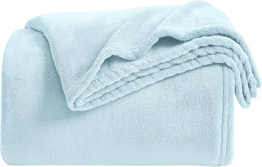 KMUSET Fleece Blanket Twin Size Mist Blue Lightweight Super Soft Cozy Fuzzy Bed Blankets Microfiber Factory Shop