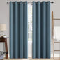 MIULEE Linen Texture Curtains for Bedroom Solid 100% Blackout Thermal Insulated Dusty Blue Curtains Grommet Room Darkening Drapes Luxury Decor for Living Room Nursery 52x72 Inch (2 Panels)