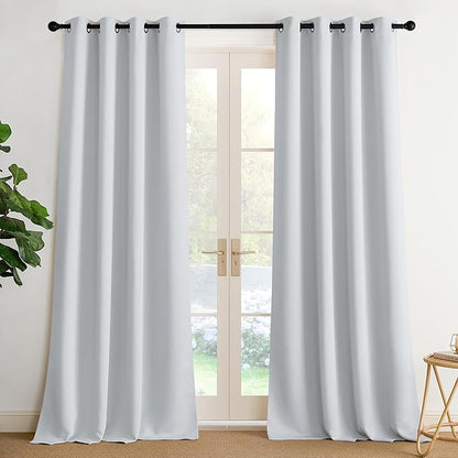 NICETOWN Room Darkening Draperies Curtains Panels, 2 Panels Greyish White W52 x L108