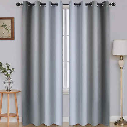 SimpleHome Ombre Room Darkening Curtains for Living Room,2 Panels,Light Blocking Gradient Grey to Greyish White Thick Thermal Insulated Grommet Window Curtains/Drapes for Bedroom,52x96 inches Length